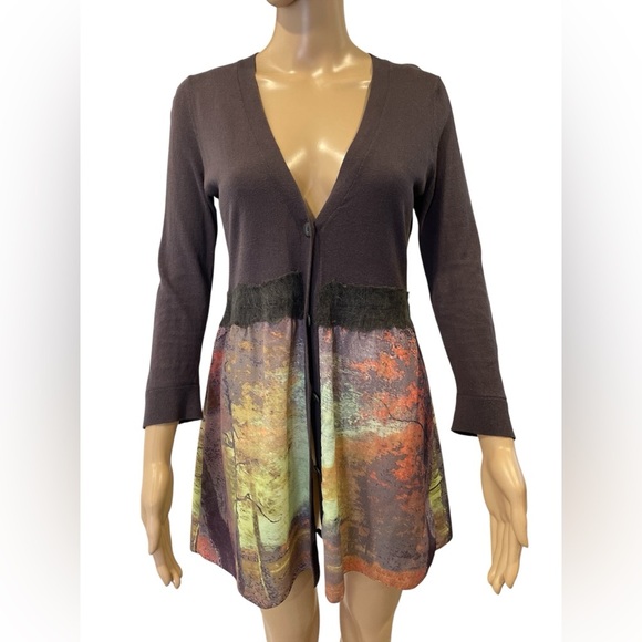 Anthropologie Knitted & Knotted Foliage Multicolor Long Sleeve Cardigan size S - Picture 3 of 5